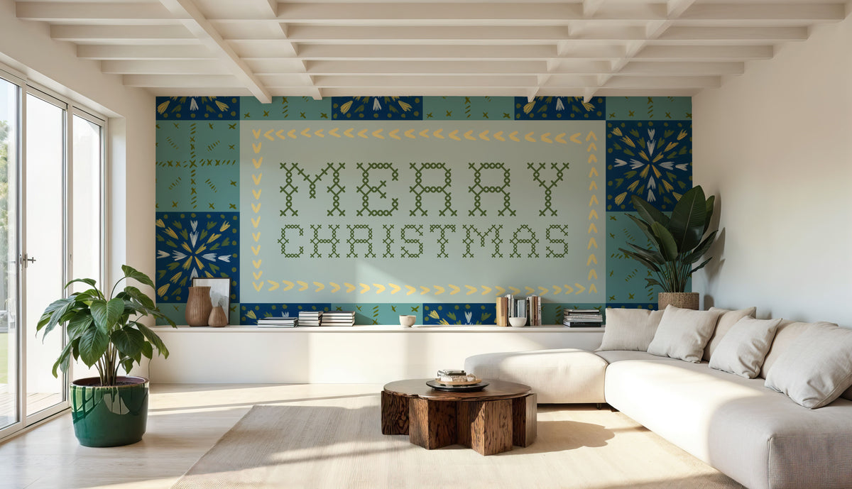Quilted Christmas IV Mural Wallpaper - room preview 06