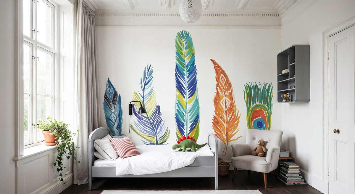 Rainbow Feathers III Mural Wallpaper - room preview 06