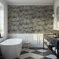 Fruit Tree Bower, Blue on Mauve Mural Wallpaper - room preview 06