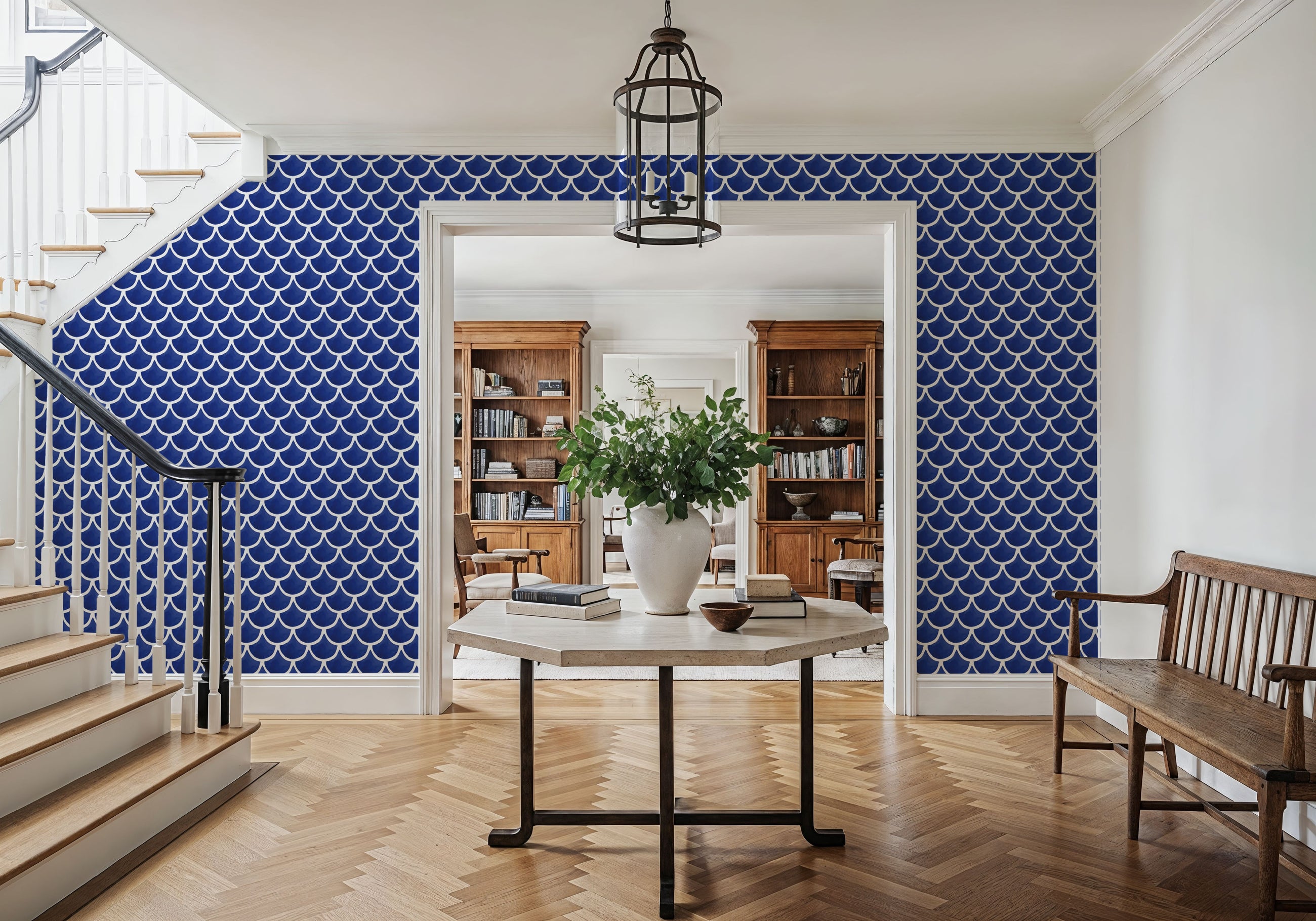 Blue Fish Scales Mural Wallpaper