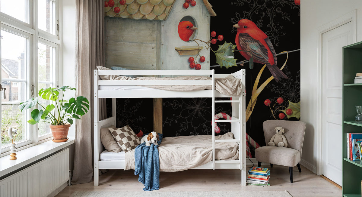 Holiday Wings VI Dark Mural Wallpaper - room preview 06