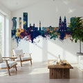 Quito Ecuador Skyline Blue & Bronze Mural Wallpaper - room preview 06