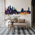 Tampa Florida Skyline Blue & Bronze Mural Wallpaper - room preview 06