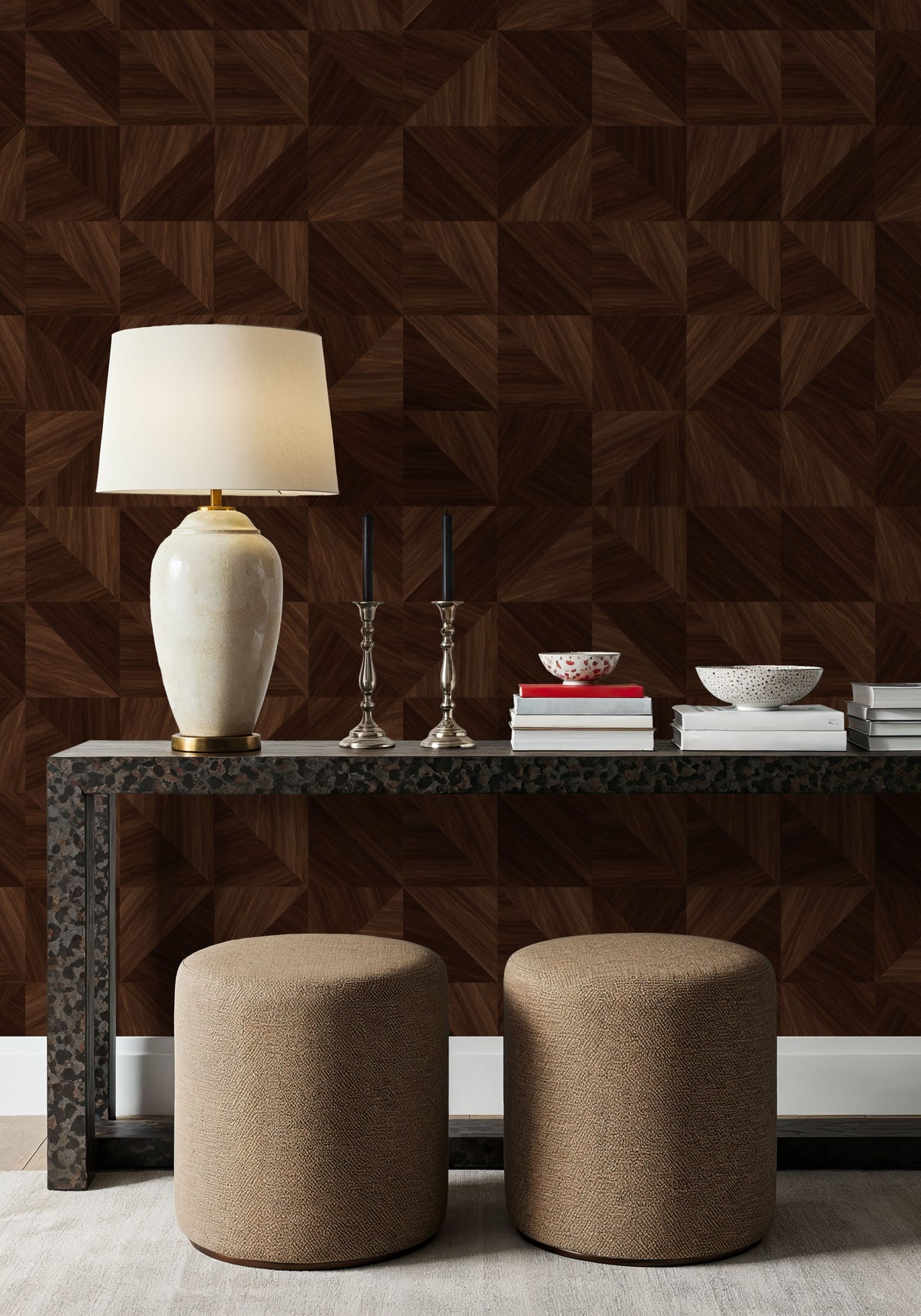 Puzzle Wood, Walnut Mural Wallpaper - room preview 06