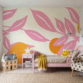 Stylized Flowers in Pink Mural Wallpaper - room preview 06