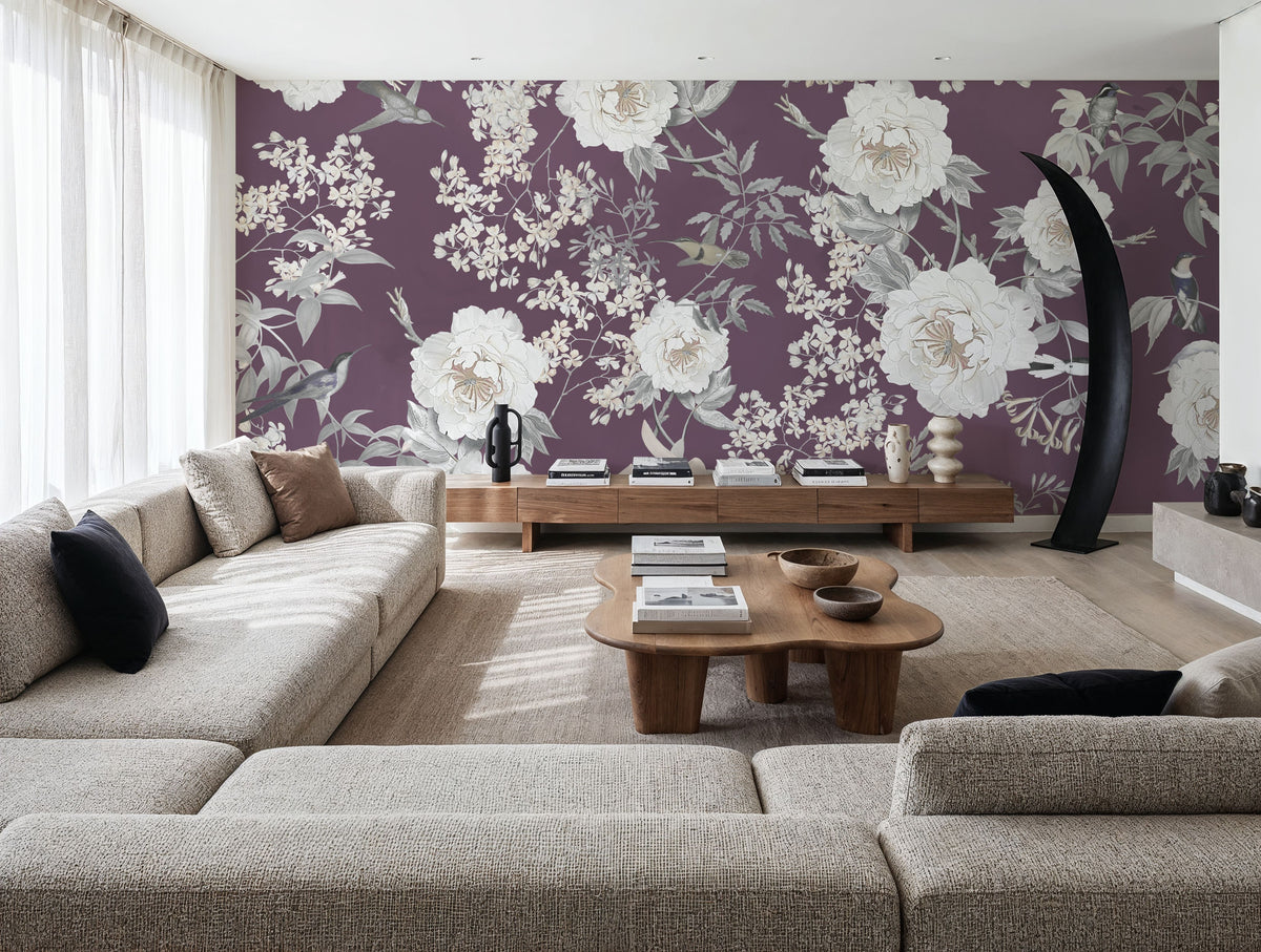 Birds of Eden Mural Wallpaper - Neutral Tone - room preview 06