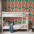 Retro Bold Blooms, Pink Mural Wallpaper - room preview 06