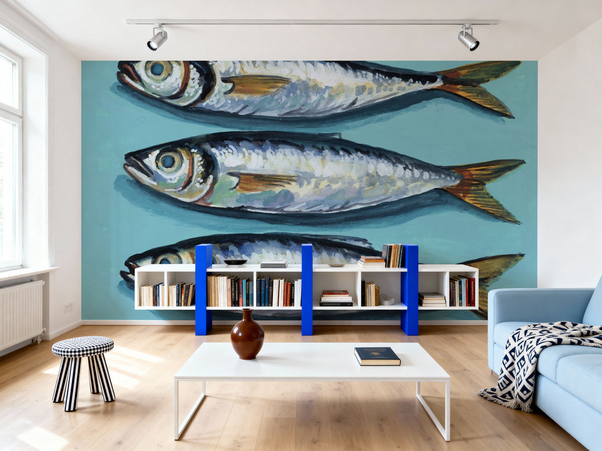 Three Little Fishies Mural Wallpaper - room preview 06