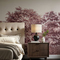 Over the Treetops, Burgundy Mural Wallpaper - room preview 06