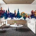 Schaffhausen Switzerland Skyline Blue & Bronze Mural Wallpaper - room preview 06