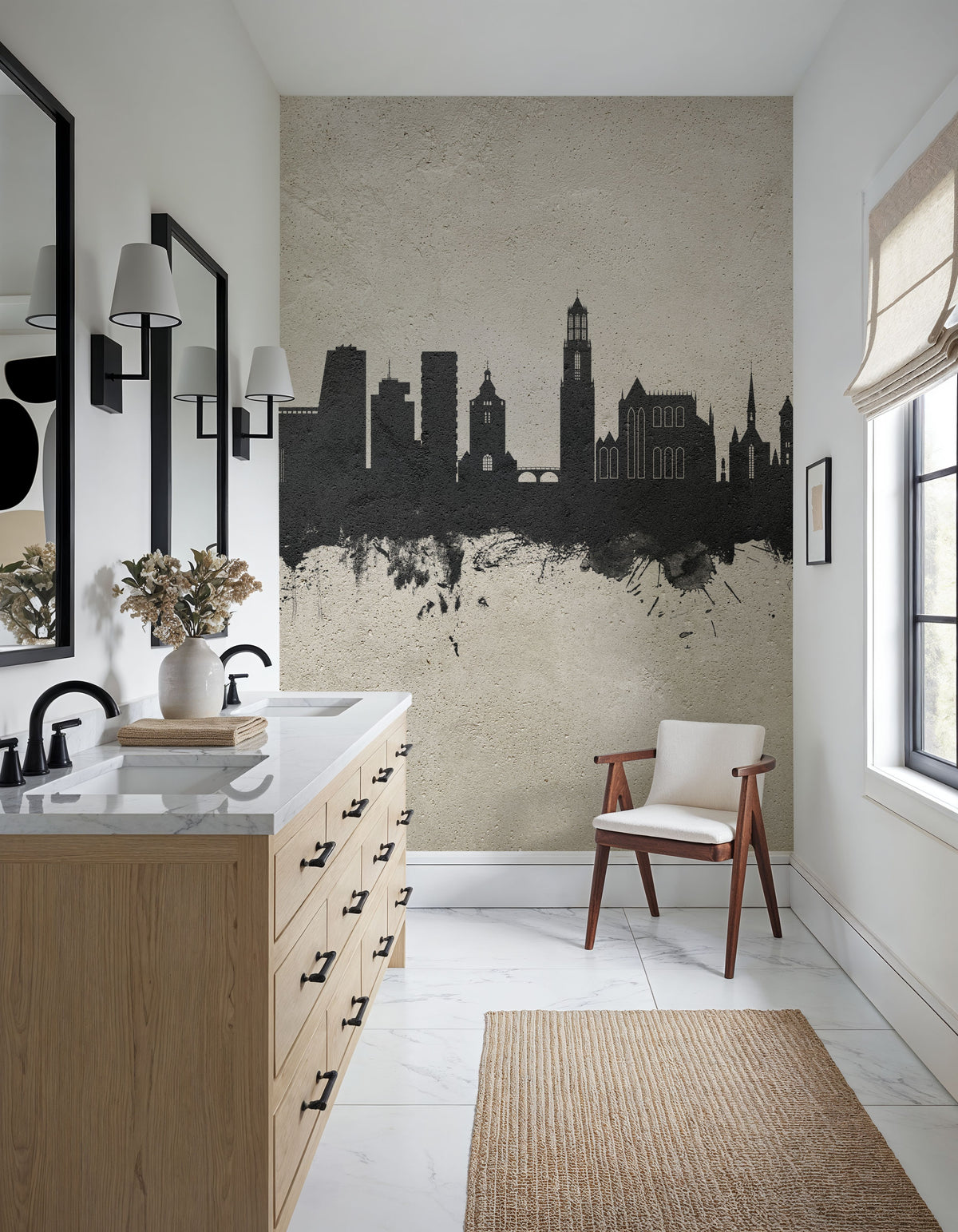 Utrecht the Netherlands Skyline Concrete Mural Wallpaper - room preview 06