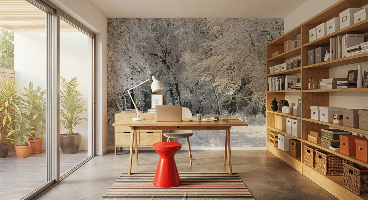 Frost-Laden Forest Mural Wallpaper - room preview 06