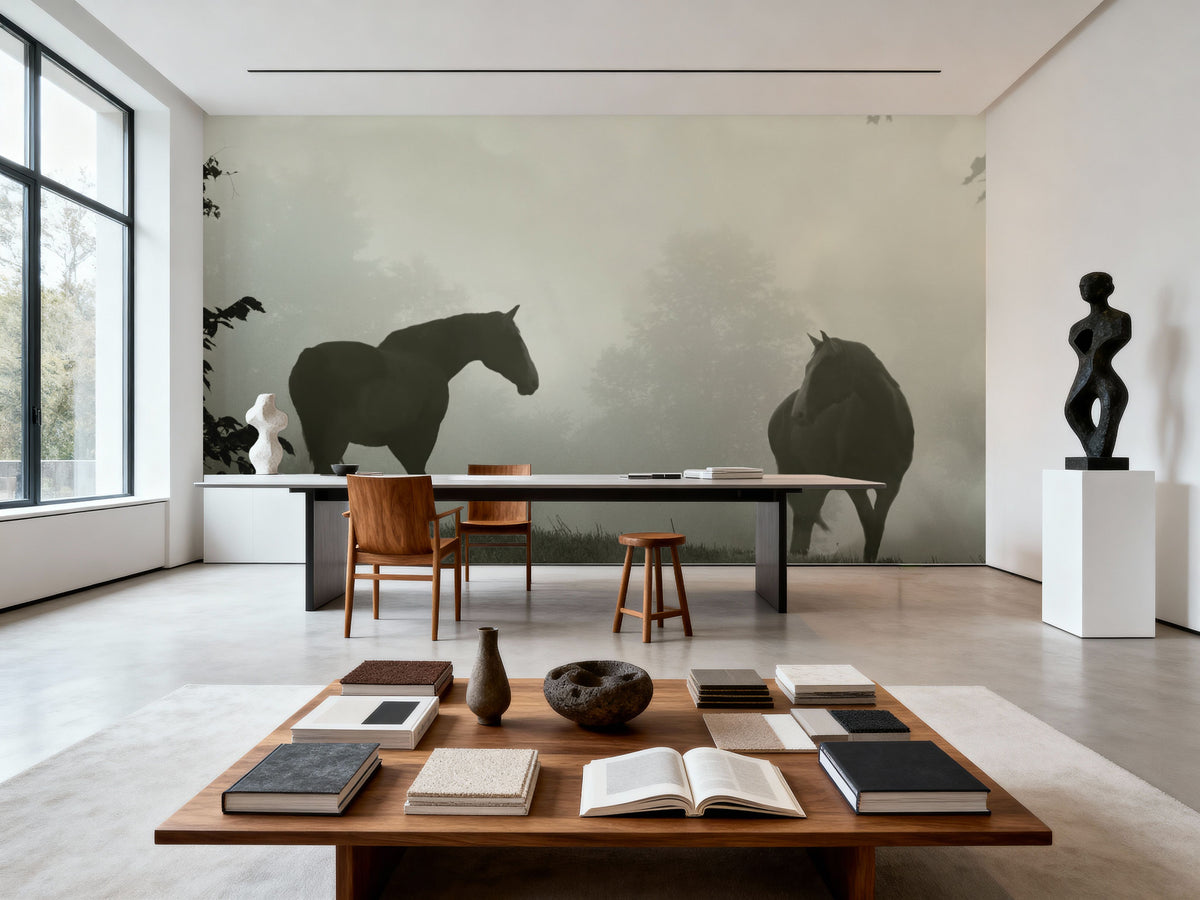 Morning Meadow Horses IV Mural Wallpaper - room preview 06