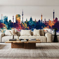 Hannover Germany Skyline Blue & Bronze Mural Wallpaper - room preview 06