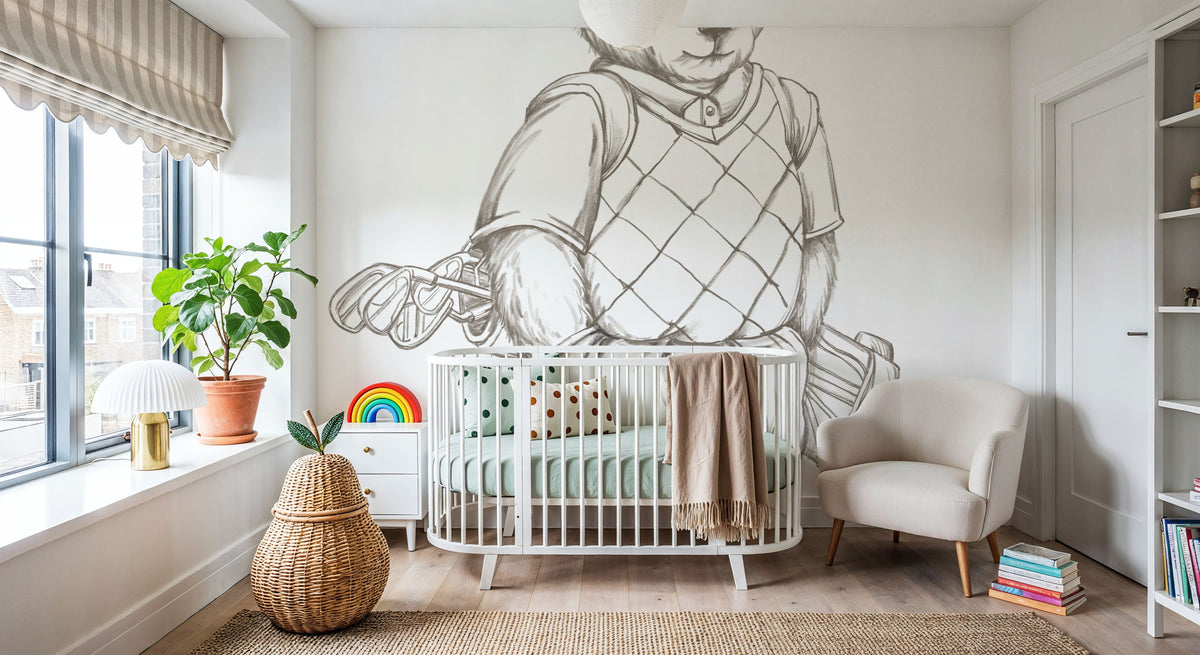 Teddy Bear Golf Sketch Mural Wallpaper - room preview 06