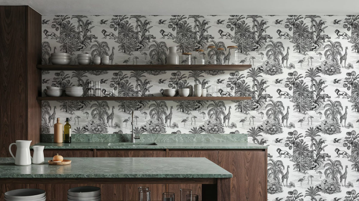 Jungle Animals Toile Mural Wallpaper - room preview 06