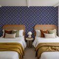 Nara Leaves on Indigo Mural Wallpaper - room preview 06