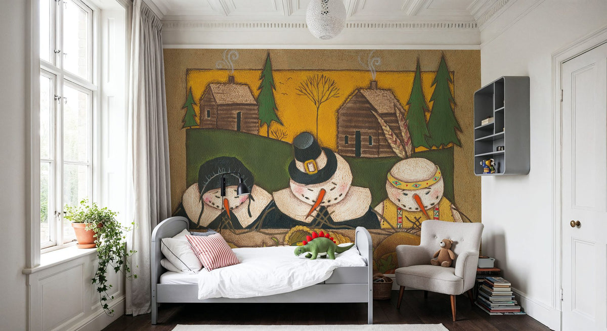 Seasonal Snowman XI Mural Wallpaper - room preview 06