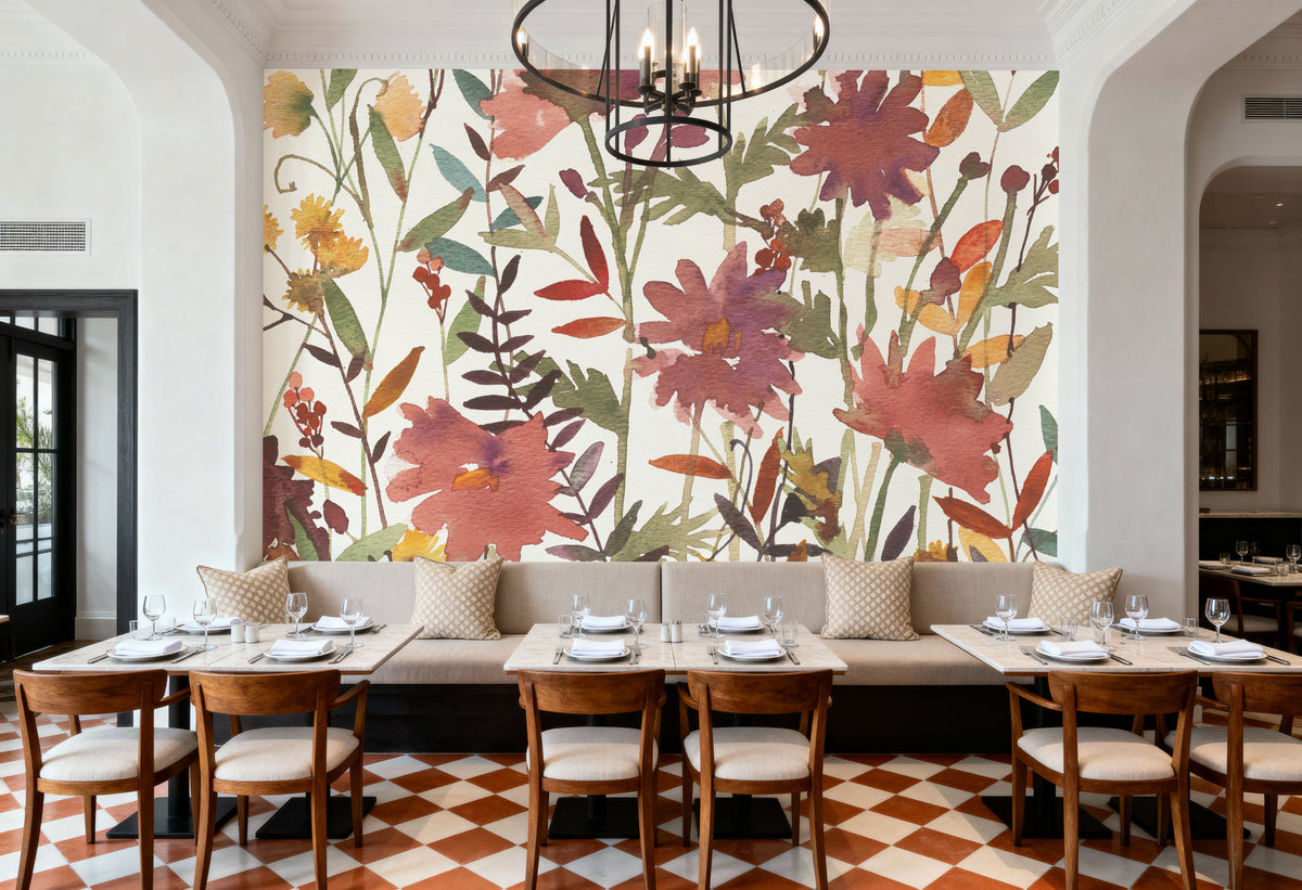 October Flowers Mural Wallpaper - room preview 06
