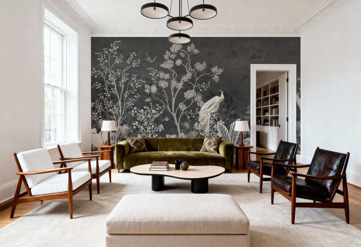 White Birds Mural Wallpaper - room preview 06