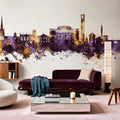 Stratford-upon-Avon England Skyline Purple & Gold Mural Wallpaper - room preview 06