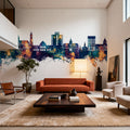 Georgetown Guyana Skyline Blue & Bronze Mural Wallpaper - room preview 06