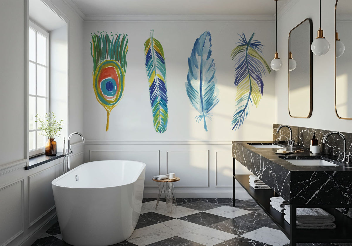 Rainbow Feathers I Mural Wallpaper - room preview 06