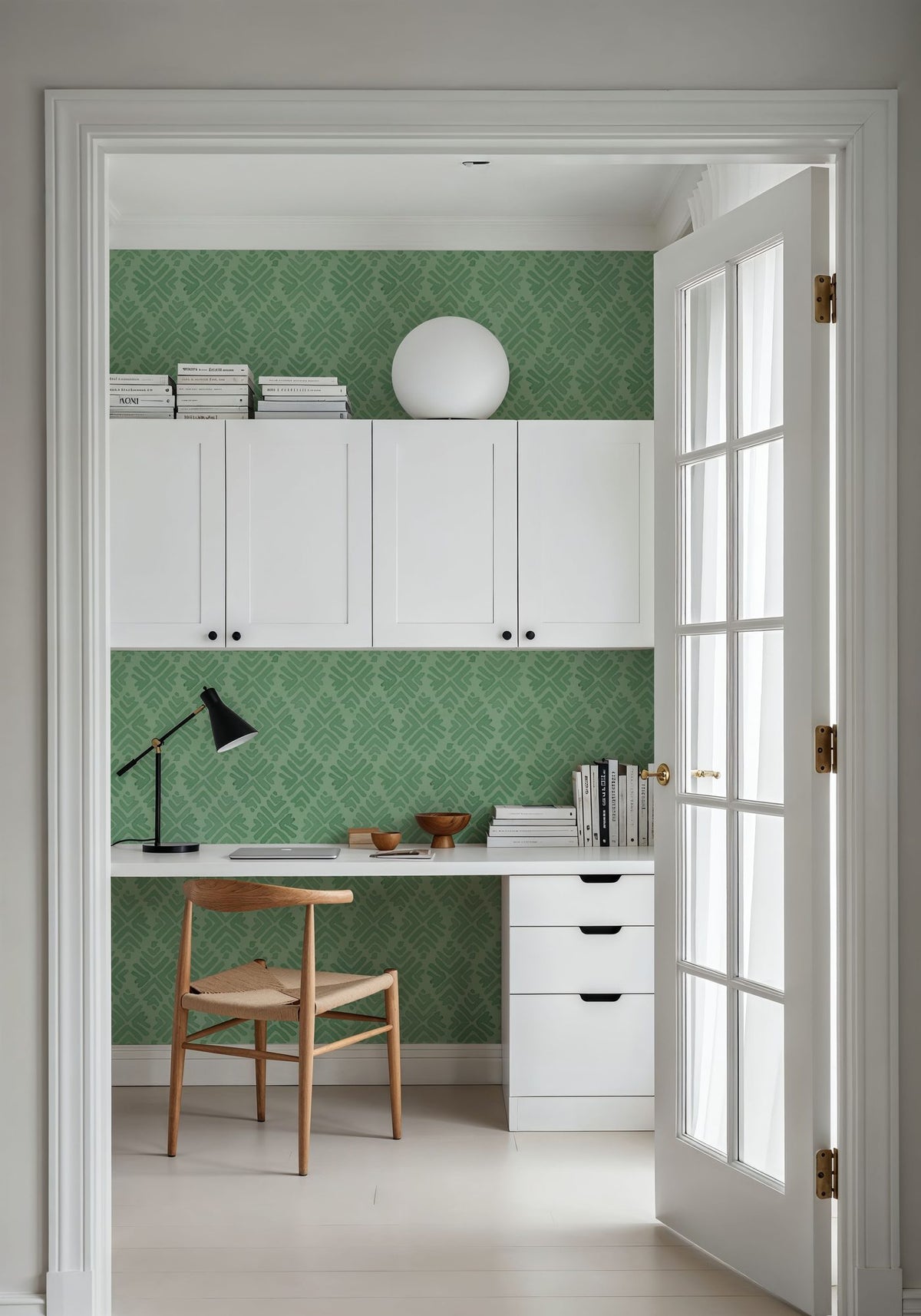 Bohemian Leaves Green Mural Wallpaper - room preview 06