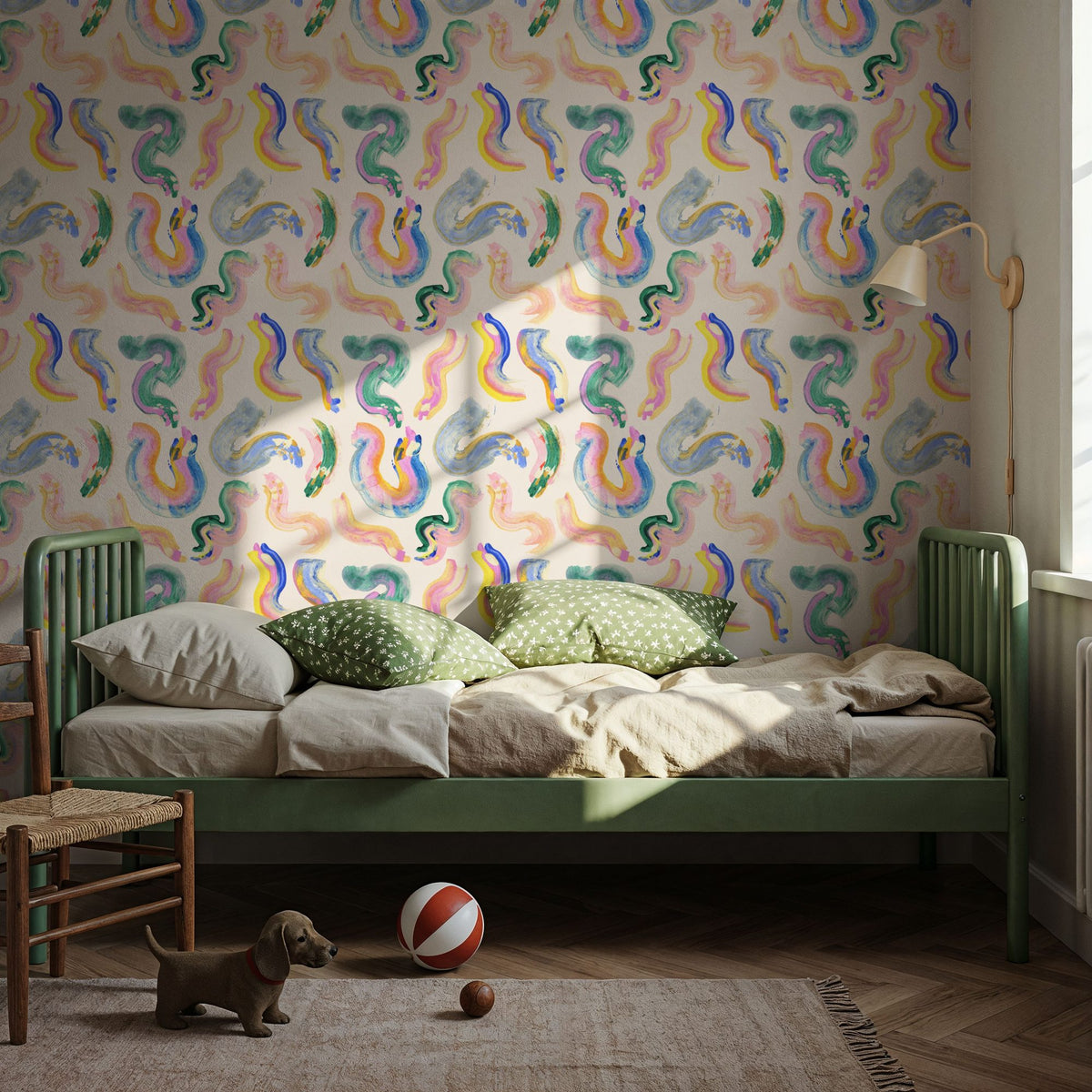 Rainbow Swirls Mural Wallpaper - room preview 06