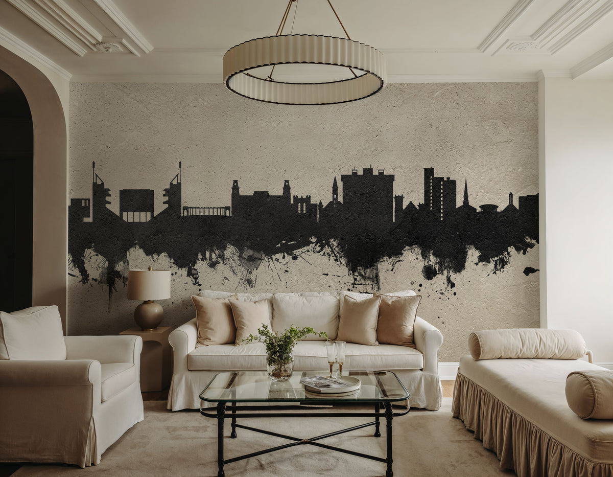 Fayetteville Arkansas Skyline Concrete Mural Wallpaper - room preview 06