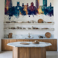 Kingston Upon Thames England Skyline Blue & Bronze Mural Wallpaper - room preview 06