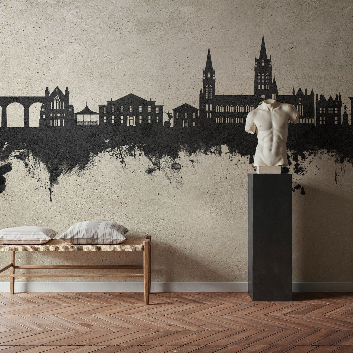 Truro England Skyline Concrete Mural Wallpaper - room preview 06