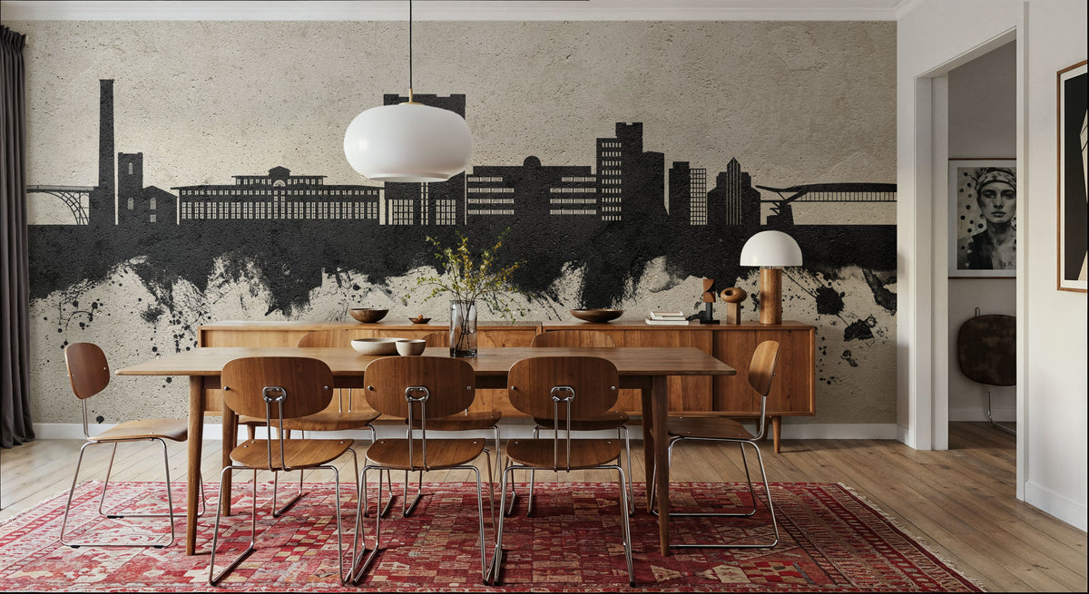 Telford England Skyline Concrete Mural Wallpaper - room preview 06