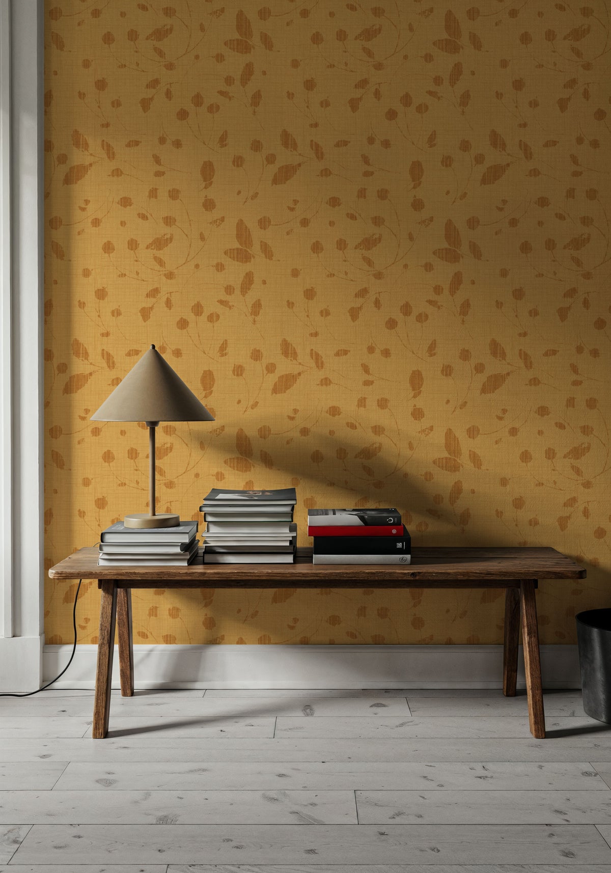 Time to Share Florals Yellow Mural Wallpaper - room preview 06
