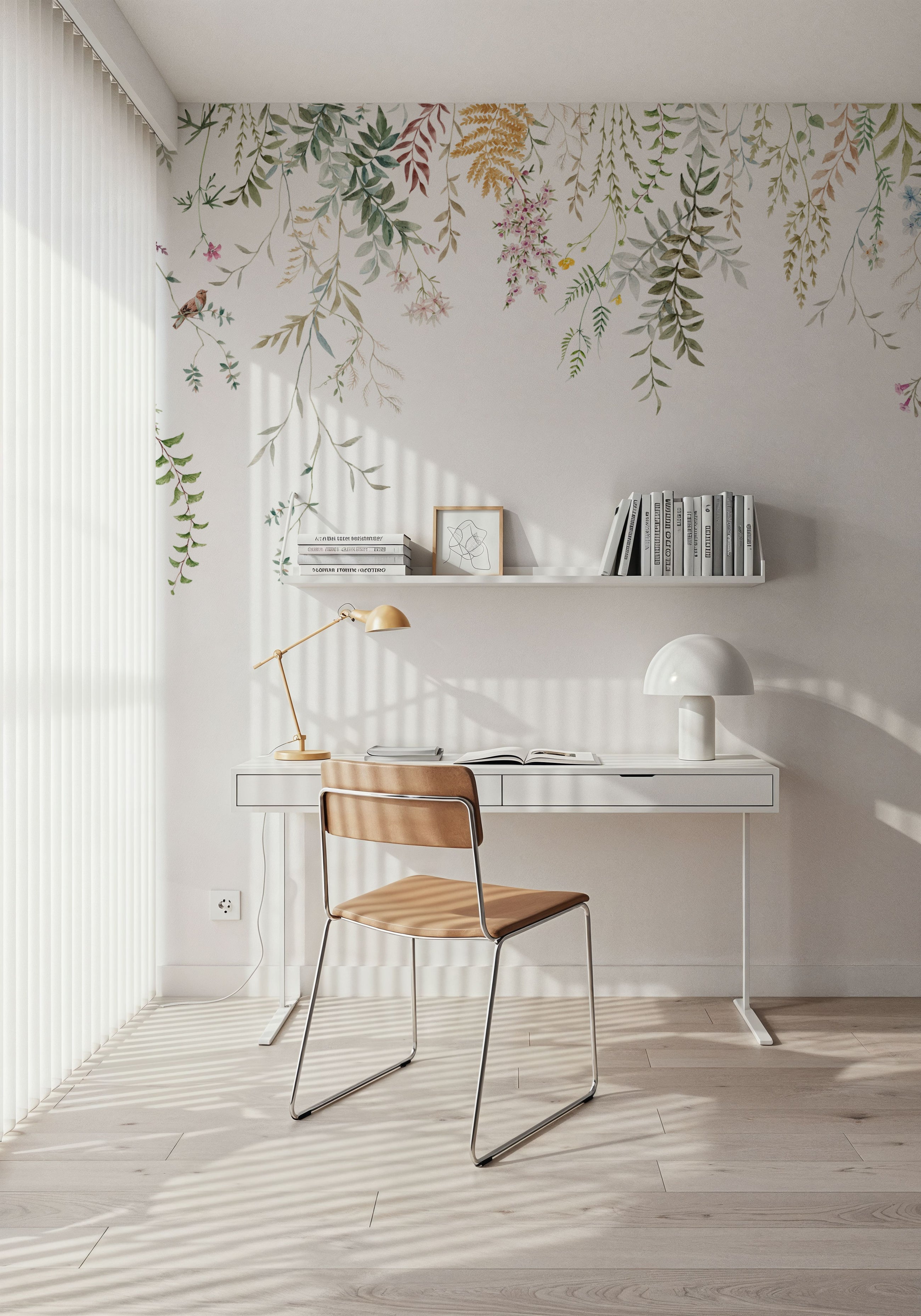 Airy Garland & Birds Mural Wallpaper
