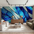 Blue Organic Fields Mural Wallpaper - room preview 06