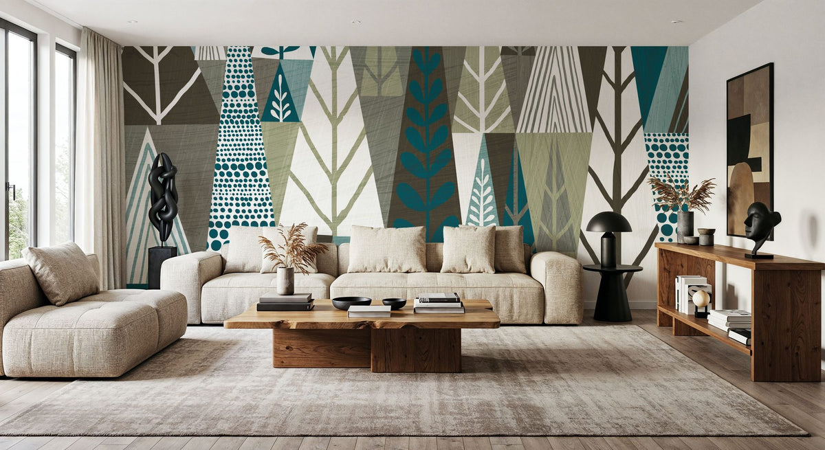 Geometric Forest Mural Wallpaper - room preview 06