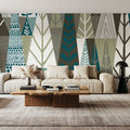 Geometric Forest Mural Wallpaper - room preview 06