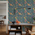 Time to Share Flowers and Pears Blue Mural Wallpaper - room preview 06