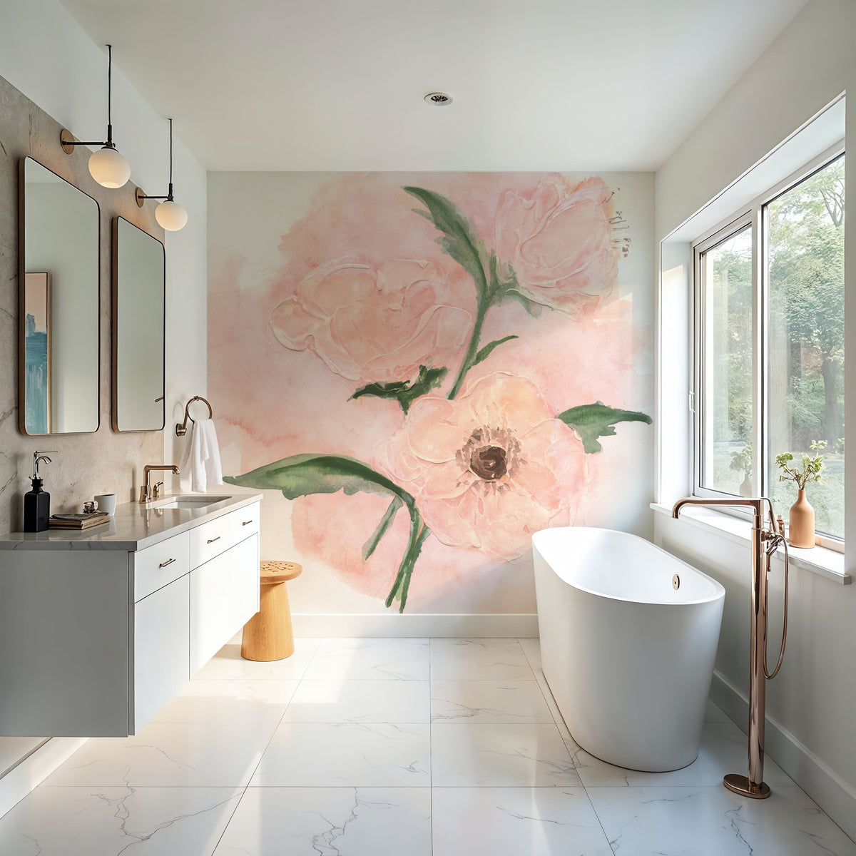 Dimensional Poppy II Mural Wallpaper - room preview 06