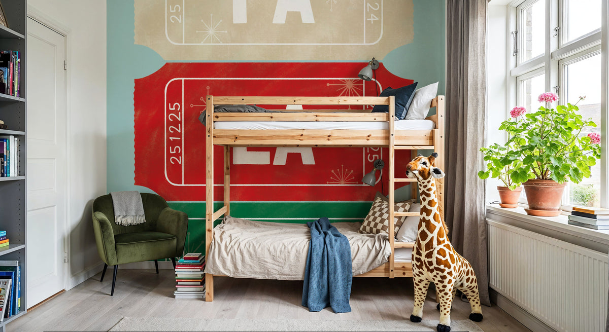 Ticket Stubs Christmas Mural Wallpaper - room preview 06