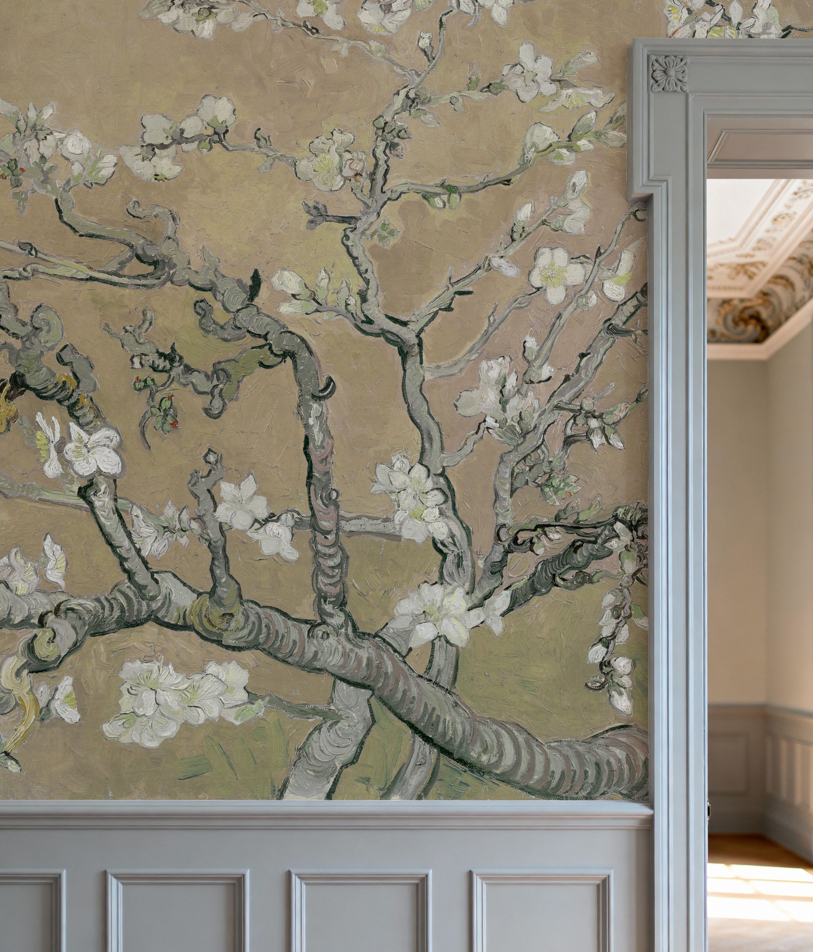 Almond Blossom, Warm Sand Mural Wallpaper