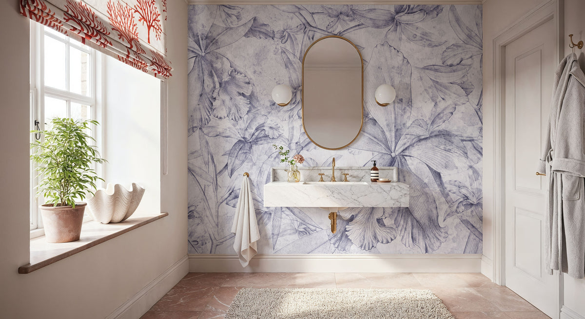 Orchids Sketch Mural Wallpaper - room preview 06