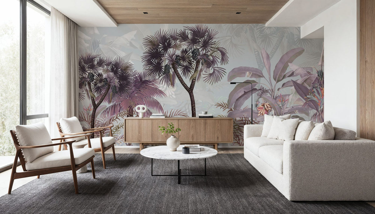 Tropical Forest Strolls Blue Mural Wallpaper - room preview 06