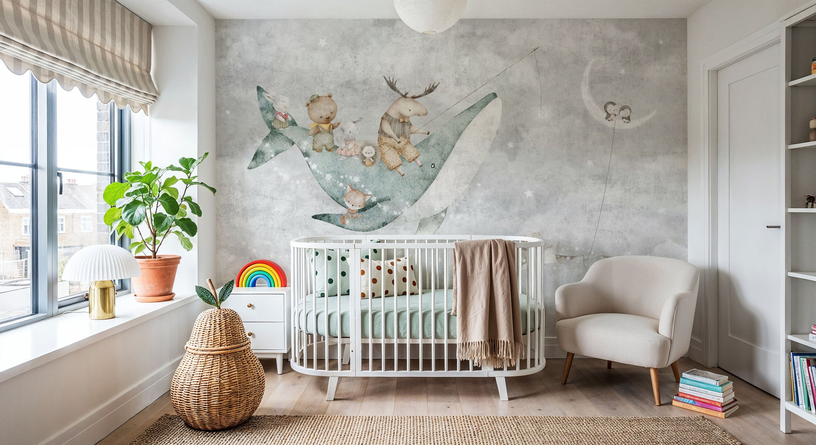 Bedtime Tales, Stone Gray Mural Wallpaper