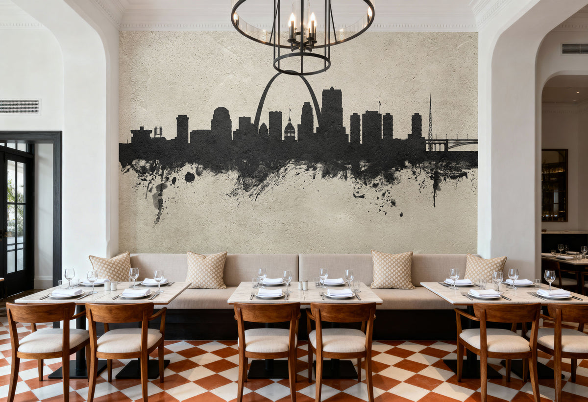 St Louis Missouri Skyline Concrete Mural Wallpaper - room preview 06