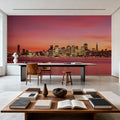 Red Gradient Twilight Metropolis Mural Wallpaper - room preview 06