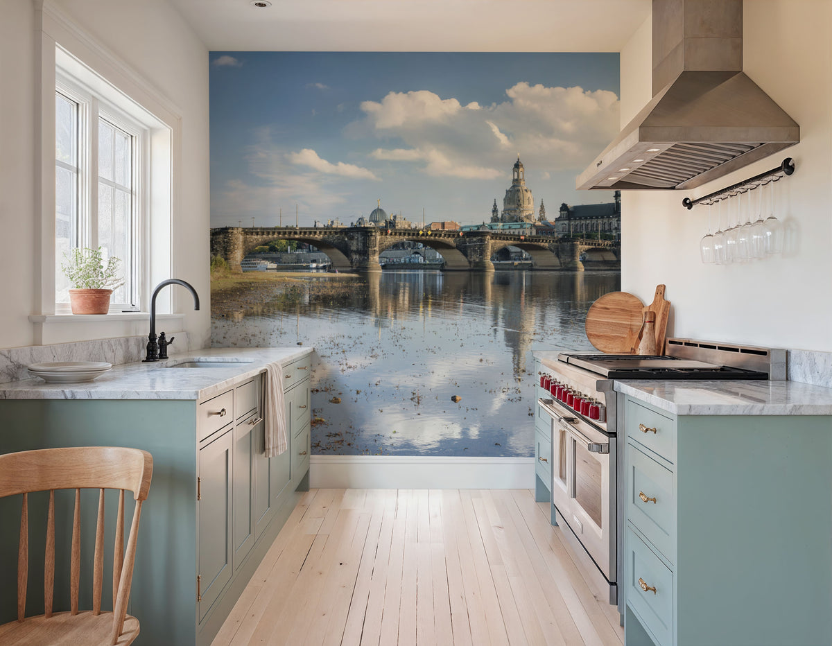 Stone Bridge Reflection Mural Wallpaper - room preview 06