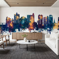 Sarasota Florida Skyline Blue & Bronze Mural Wallpaper - room preview 06