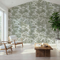 Patinated Linen Toile De Jouy, Olive Mural Wallpaper - room preview 06